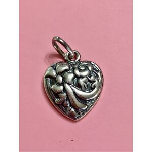.925 Heart with Ribbon Sterling Silver Jewelry Charm #love